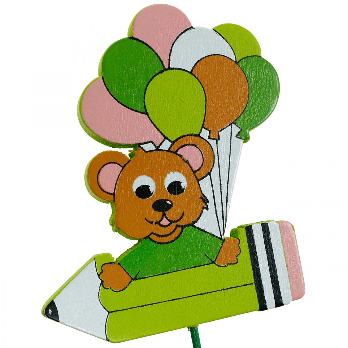 Deco pluggpenn med teddy og ballonger blomsterplugg sommerpynt barn 16 stk