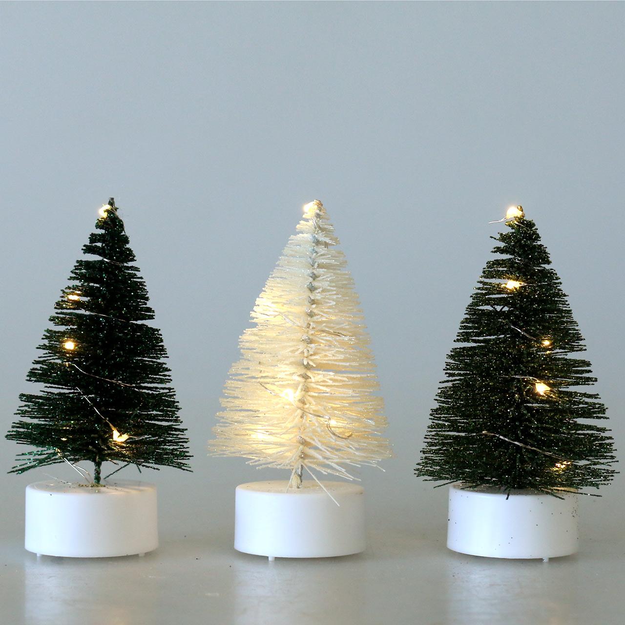 LED juletre grønn / hvit 10cm 3stk