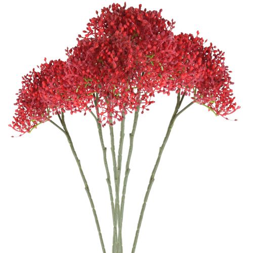 Eldre røde kunstige blomster til høstbukett 52cm 6stk