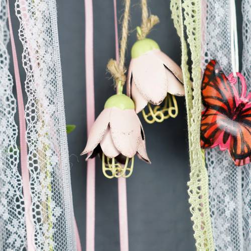 Floristik24 Dekorasjonshenger metallblomst 13cm 3stk