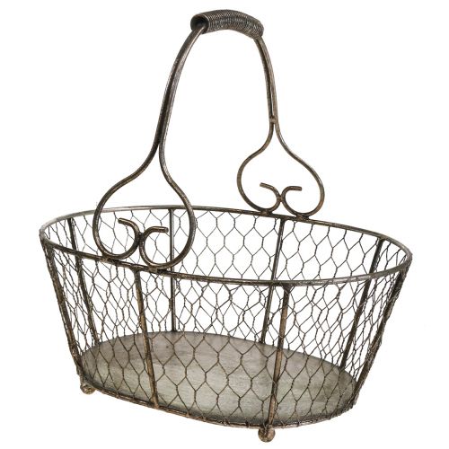 Floristik24 Trådkurv antikk utseende kurv med håndtak metallkurv 28×23×12cm