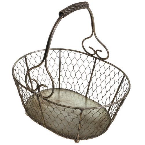Floristik24 Trådkurv antikk utseende kurv med håndtak metallkurv 28×23×12cm