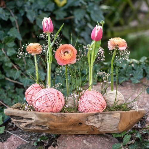 Floristik24 Dekorativ skål i teak, naturlig maritim, 46x14x7cm