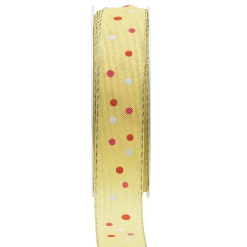 Floristik24 Gavebånd med prikker bånd gul 25mm 18m
