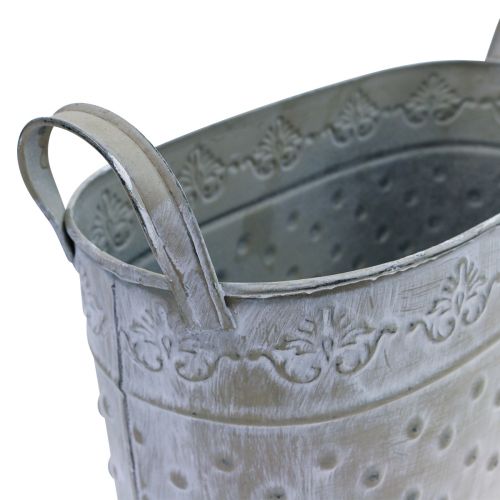 Floristik24 Blomsterkrukke oval med håndtak Jardiniere metall 24/19/14cm 3stk