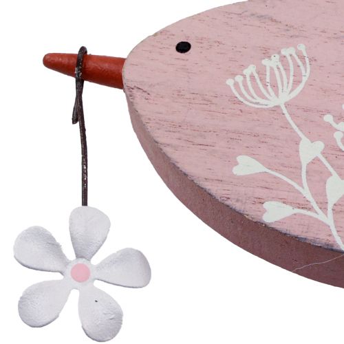 gjenstander Dekorativ fugl vårdekor hengende dekor tre rosa 15×8,5cm