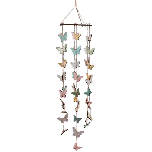 Floristik24 Vindklokke dekorasjon sommerfugler vindusdekor tre Ø15cm 55cm