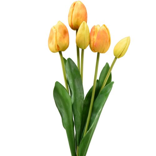 Floristik24 Oransje Gule Tulipaner Dekorasjon Real Touch Kunstige Blomster 49cm 5 stk