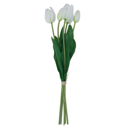 gjenstander Hvite Tulipaner Dekorasjon Real Touch Kunstige Blomster Vår 49cm 5 stk