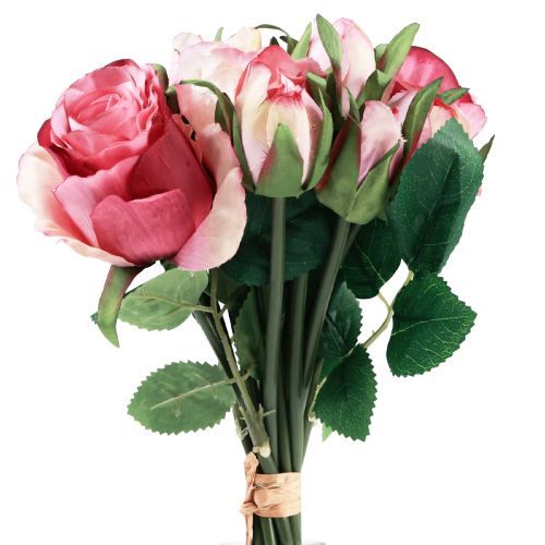 gjenstander Kunstige Roser Rosa Kunstige Roser Pyntebukett 29cm 12stk