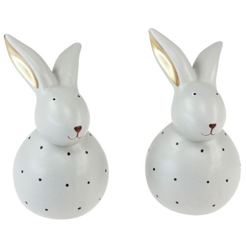 Påskehare dekorative figurer kaniner med prikkmønster 17cm 2stk