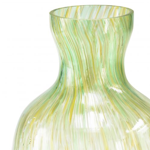 gjenstander Dekorativ vase glass blomstervase gul grønn mønster Ø10cm H25cm