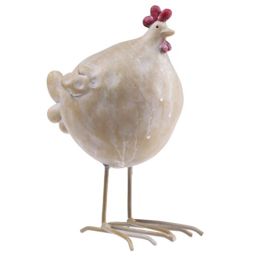 Dekorativ kylling påskepynt hønefigur beige rød 11×8×15,5cm