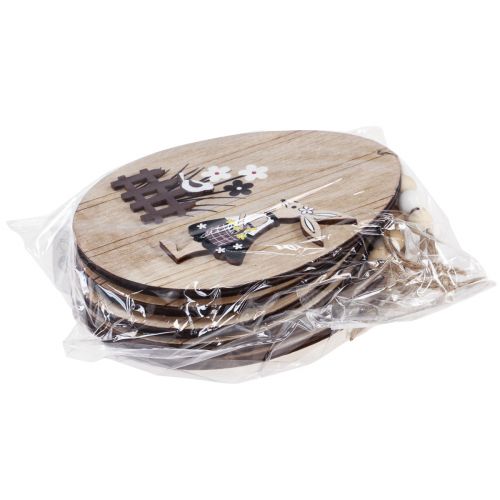 gjenstander Påskeegg til oppheng av treegg med kanin naturhvit 10cm 6stk