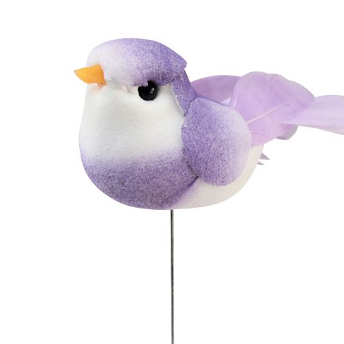 gjenstander Fjærfugl på tråd, dekorativ fugl med fjær fargerik 2,5cm 24stk