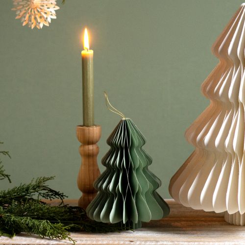 gjenstander Papir juletre mint sølv glitterdekorasjon H20cm sett med 5