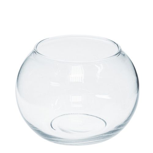 Kulevase glass blomstervase rund glassdekor H10cm Ø11cm