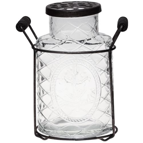 Floristik24 Glassvase med lokk plug-in hjelpemiddelflaske 16,5×8,5×18,5cm