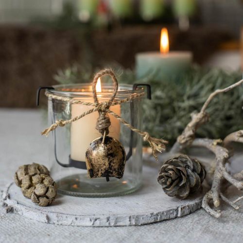 Floristik24 Lyktglass med telysholder sort metall Ø9×H10cm