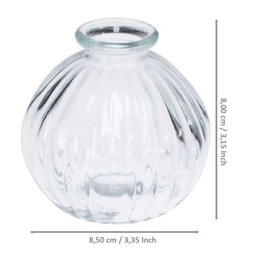 gjenstander Liten glass vase ball vase vase klare riller Ø8,5cm H8cm