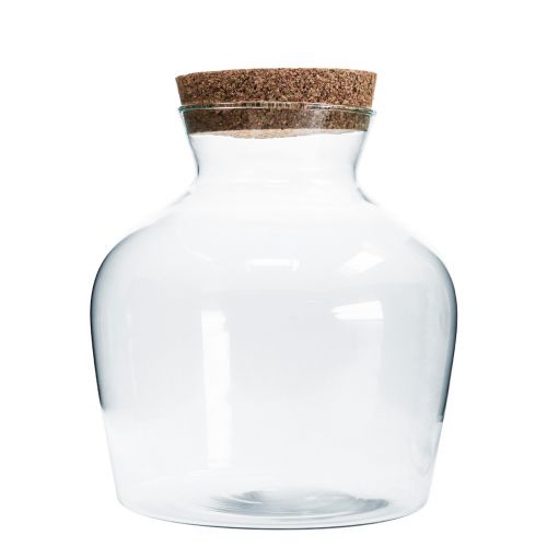Dekorglass med kork Dekorativ vase klar løgformet Ø20cm H21cm