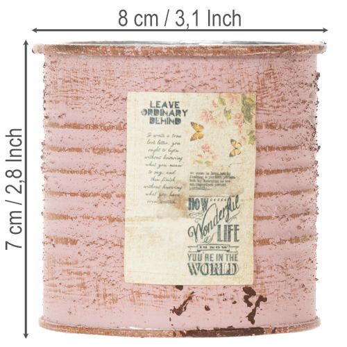 gjenstander Blomsterpotte dekorativ blikk rund antikk rose metallplanter Ø8cm H7,5cm