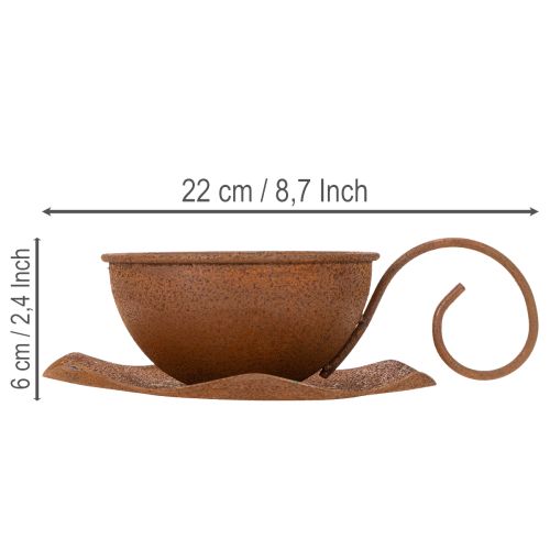 Vintage rustfarget blomsterpotte og skål, Ø17,5 cm H6 cm | Floristik24.no