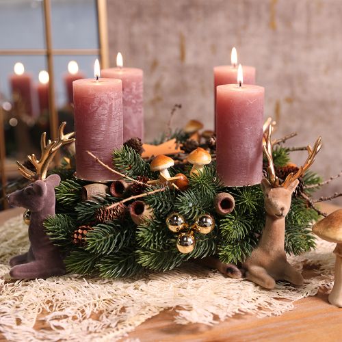 gjenstander Støvete rose-søylelys 70 × 120 mm, gjennomfarget, sett med 4, dekorative lys til bryllup og hjem