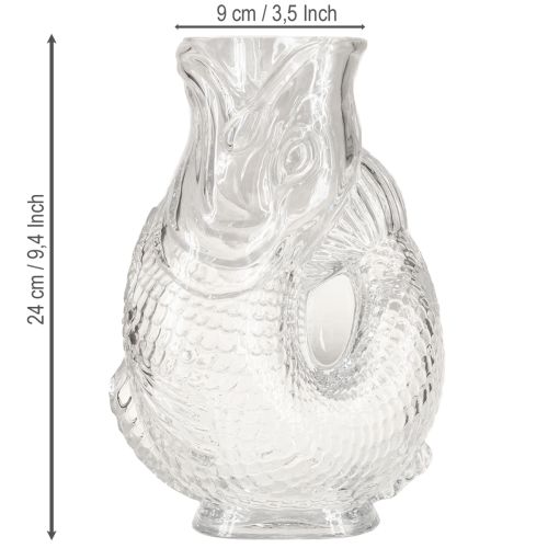 gjenstander Glassvase i dekorativ fiskeform for harmonisk romdesign, 24,5 cm