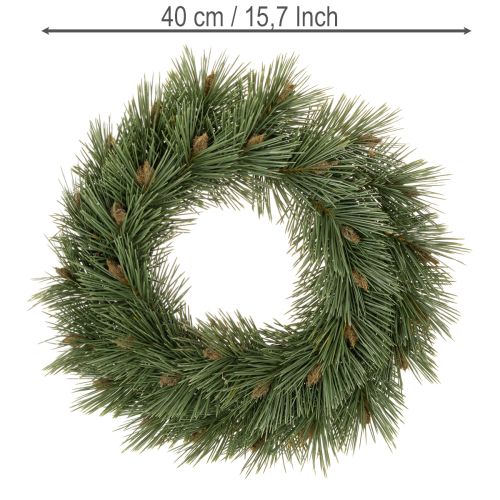 Kunstig krans av furukvistar med små kongler, 40 cm | Floristik24.no