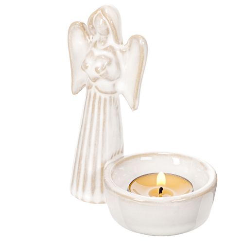 Engleskåldekorasjon med liten figur og rund telysholder 10 cm 3 stk | Floristik24.no