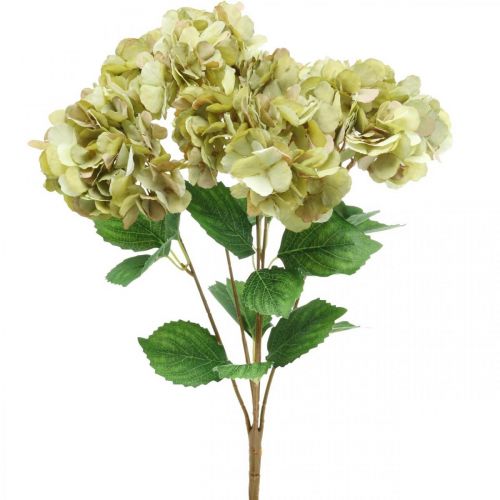 Hortensia bukett kunstgrønn, brun 5 blomster 48cm
