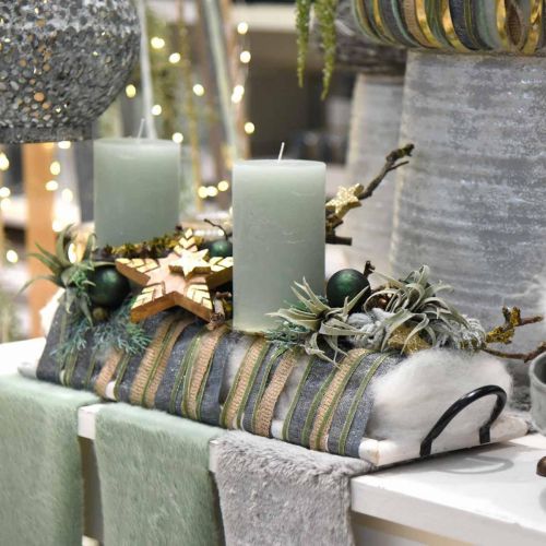 Floristik24 Brett for pynt, plantebrett med håndtak, trestearinlysbrett hvitvasket L50cm