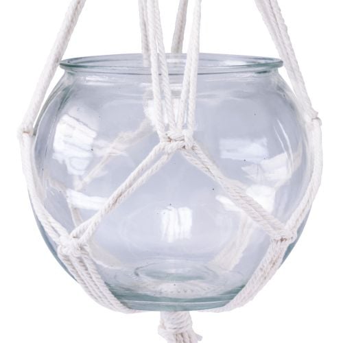 gjenstander Makrame hengende kurv glass dekorativ vase rund Ø13,5cm