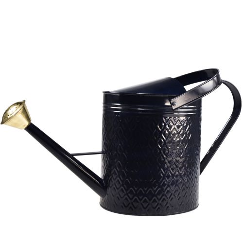 gjenstander Dekorativ vannkanne, vintage blå og gullrutete metall, retro design for innendørs bruk, hage eller balkong, 65 cm
