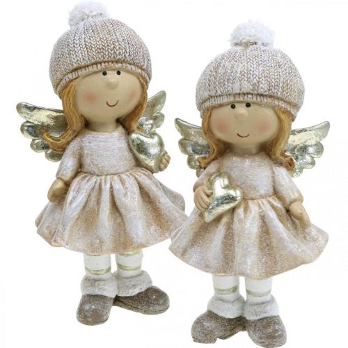 Floristik24 Adventspynt juleengel, englehjertefigur H16,5cm 2stk