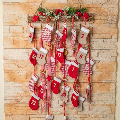 gjenstander Adventskalender å fylle julekalender sokker røde 2m