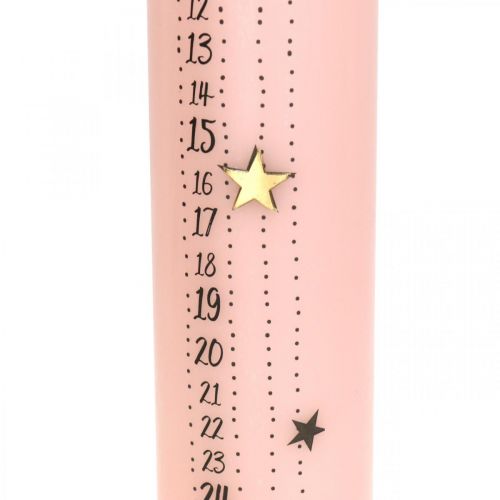 gjenstander Adventskalenderlys rosa søylelys advent 250/50mm