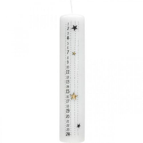 Floristik24 Adventskalenderlys Hvit søylelys jul 250/50mm