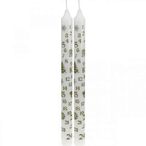 Floristik24 Adventskalenderlys hvite lys Jul H25cm 2stk