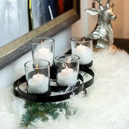 Floristik24 Advent lysestake metall rund svart 4 glass 34 × 26 × 18cm