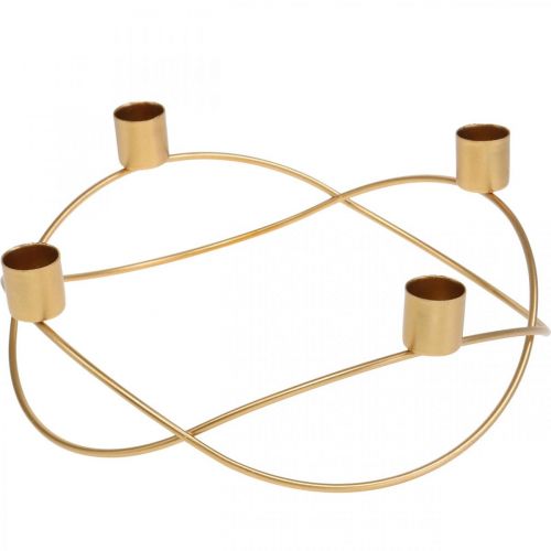 Floristik24 Lysestake gull adventskrans metall For koniske lys Ø24cm