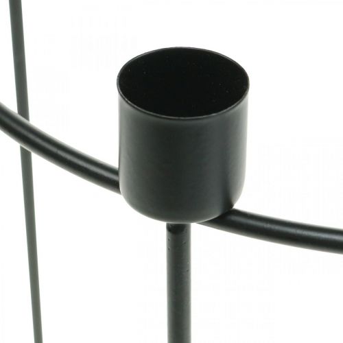Floristik24 Lysestake for 4 koniske lys svart metall Ø25cm H23cm
