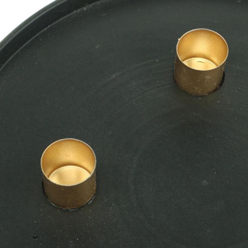 Floristik24 Lysplate metall adventskrans svart, gull Ø24cm