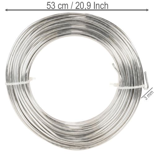 Aluminiumstråd, sølv, 3 mm, hobbytråd for kreative prosjekter, 1 kg | Floristik24.no