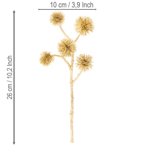 Kunstig ravfruktgren, gulldekorasjon, 26 cm bunt med 6 | Floristik24.no