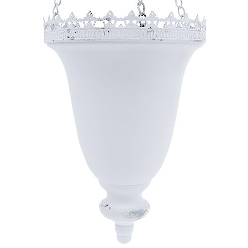 Floristik24 Hengekurv i metall hvit Ø21cm H30cm