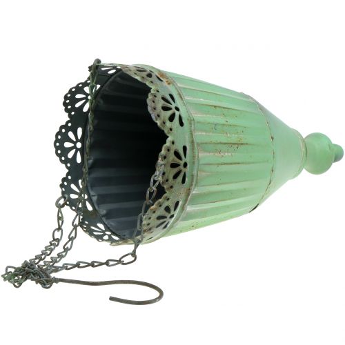 Floristik24 Hengende kurv antikk grønn Ø19/15cm 2stk