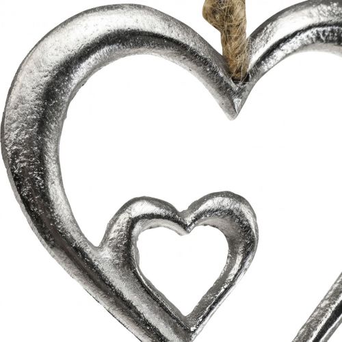 Anheng dekorativt hjertemetall sølv naturlig 10,5x11x0,5cm