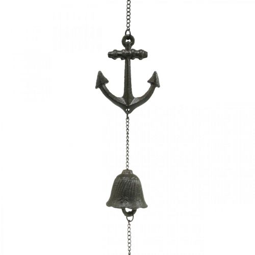 gjenstander Henger ankerklokke, maritim dekor vindklokke, støpejern L47,5cm